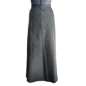 Vintage 70s Chevron Metallic Knit High Waist Maxi Skirt